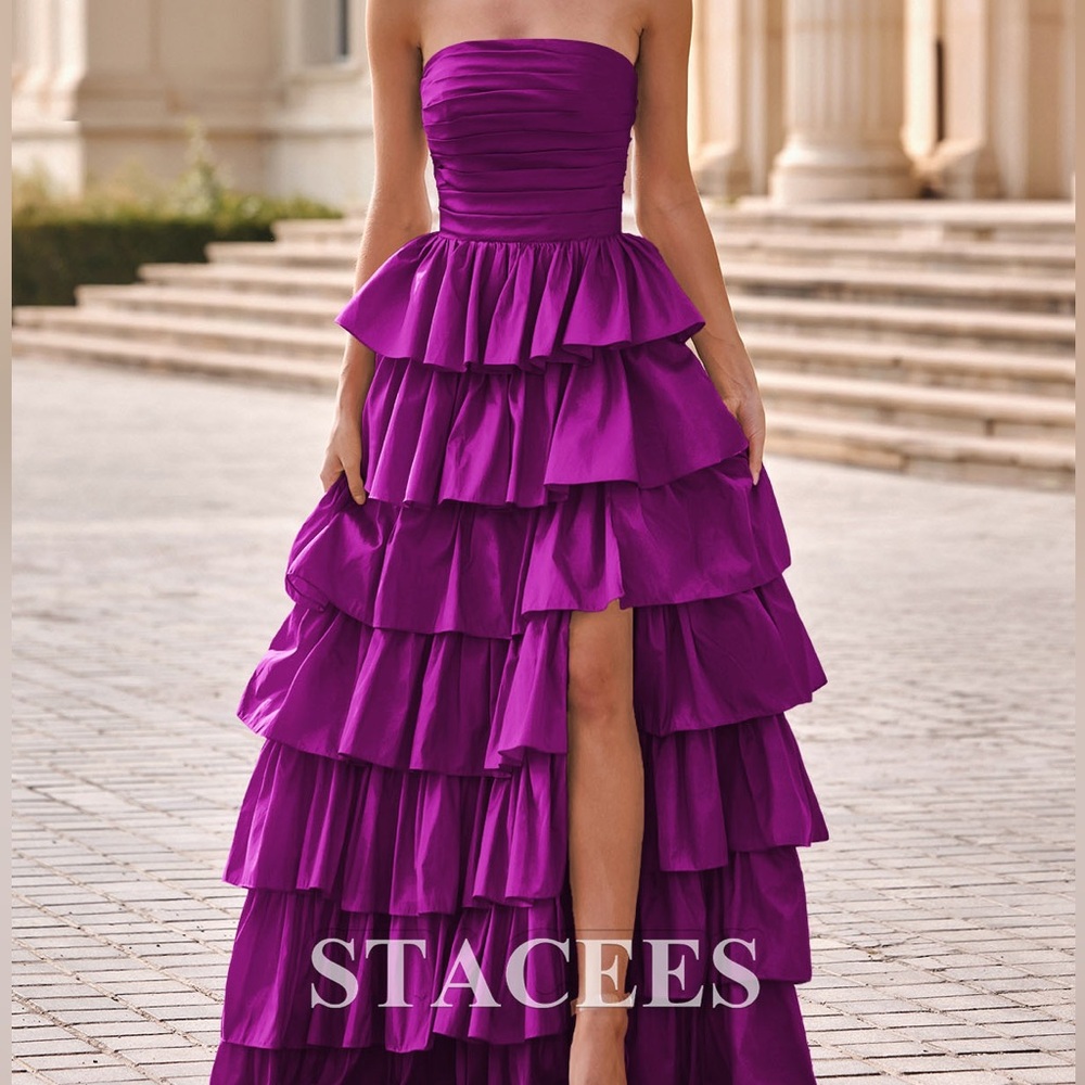NWT Purple Tiered Prom Dress with Ruffles
